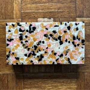 NWT pearl terrazzo speckled clutch box party bag